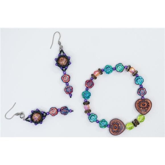 2.1oz (60 g) Mix of Unique Czech Bohemia Glass Pressed Beads, Crazy Purple - Picture 6 of 7